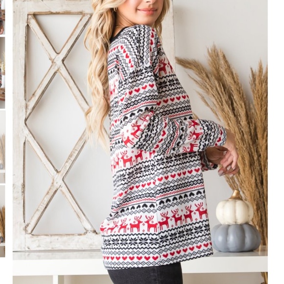 HEIMISH USA Red and Black Patterned Long Sleeve Top - Picture 6 of 9